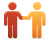 Two people shaking hands icon