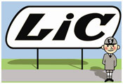 School boy standing in front of LIC sign