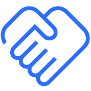 Handshake icon in blue