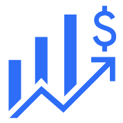 Financial growth icon in blue