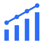 Graph growth icon in blue