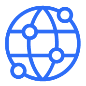 Global connection icon in blue