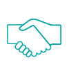 A simple graphic depicting two hands shaking