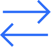 Two arrows in opposing directions on top of each other