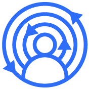 Simple graphic of a person surrounded by concentric lines