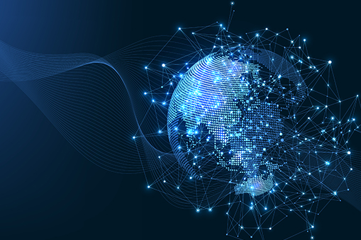 Abstract globe formed from dots and connecting lines