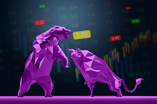 Bull and Bear Symbol with Stock Market Concept.