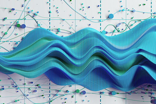 Abstract 3D Data Visualization with Blue Waves