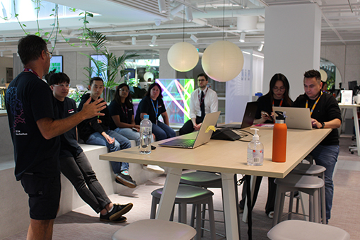 Team meeting in modern office space