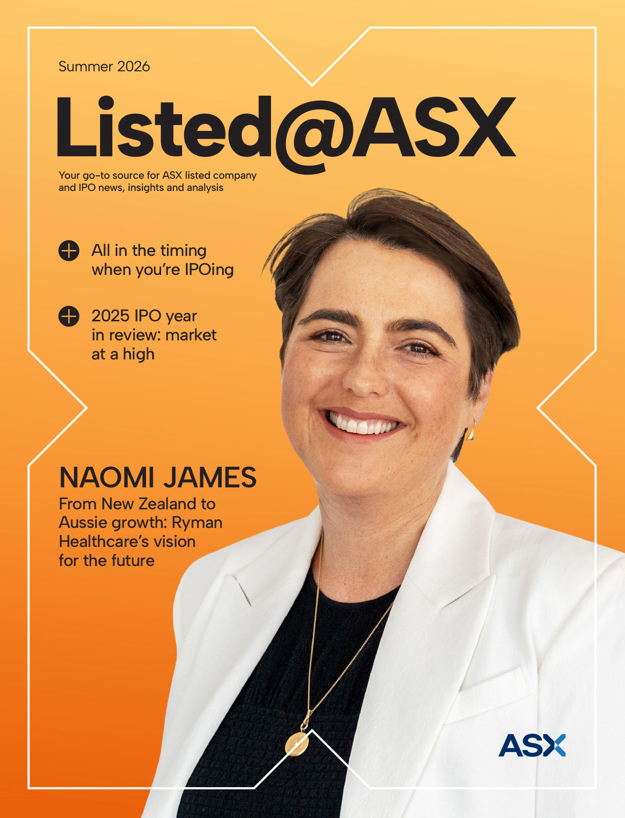Listed@ASX March 2026 cover image with Naomi James, Ryman Healthcare