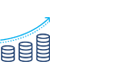 Bar chart icon with three vertical columns and an upward-pointing arrow.