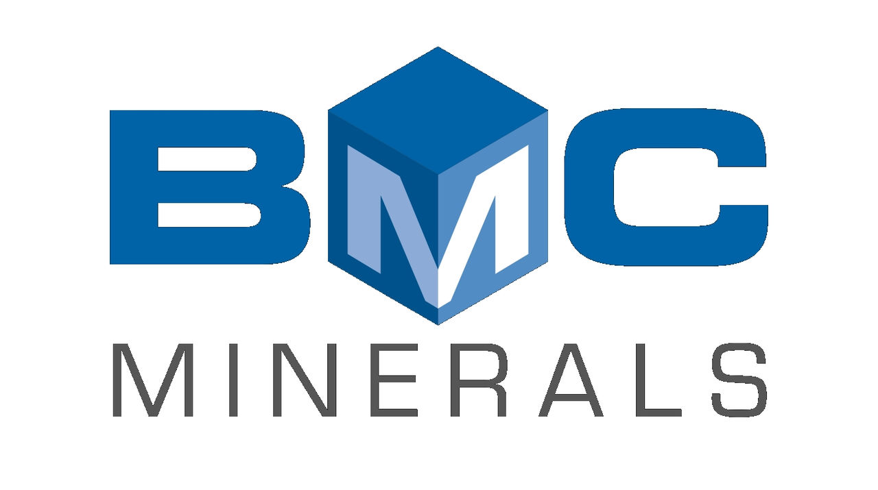 BMC Minerals geometric cube wordmark design