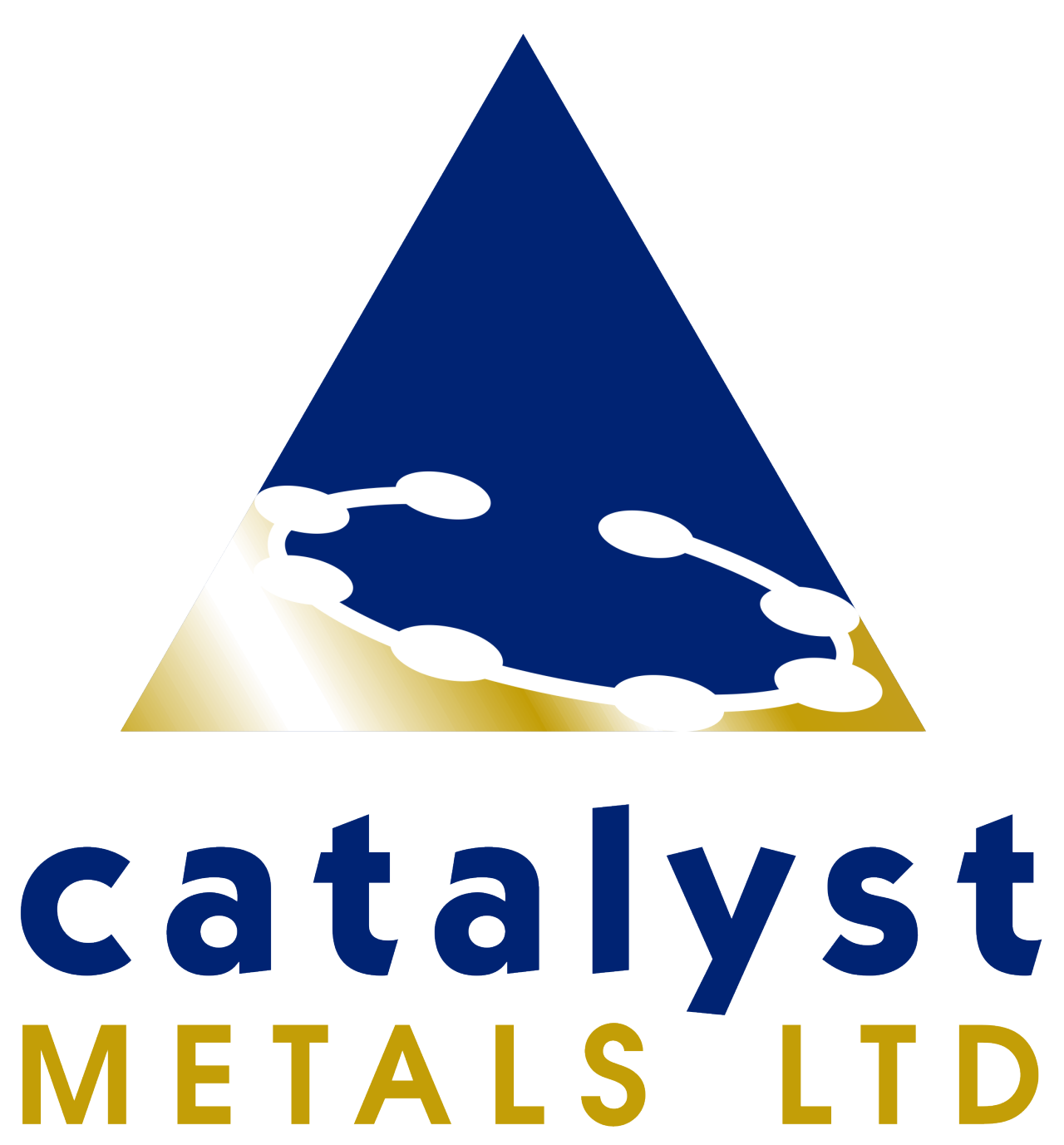 Catalyst Metals Ltd logo with blue and gold triangle