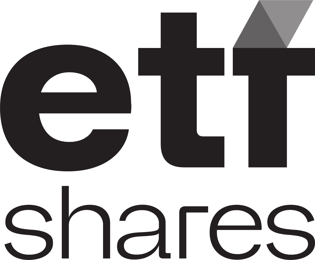 Logo displaying the text “etf shares” in black typography on a light background.
