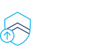 Line icon of a shield outline containing a small upward-pointing arrow inside, displayed on a light background