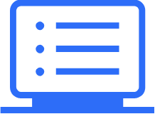 Computer icon with bulleted list in blue