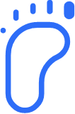 Blue outlined footprint icon