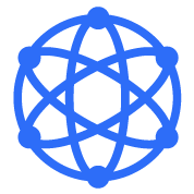 Connection sphere icon in blue